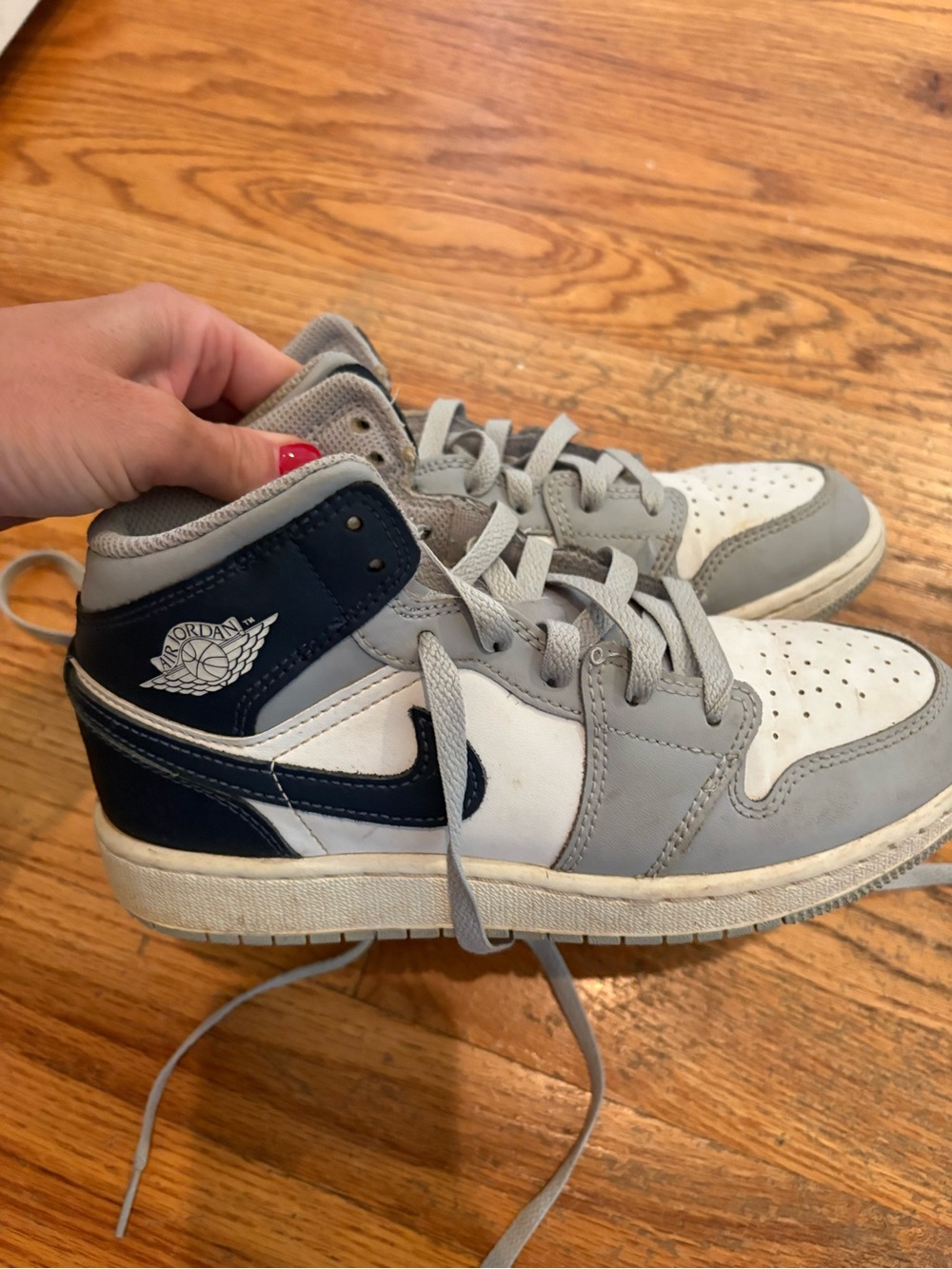 Nike Kids High-Top Sneakers - White, Gray & Navy